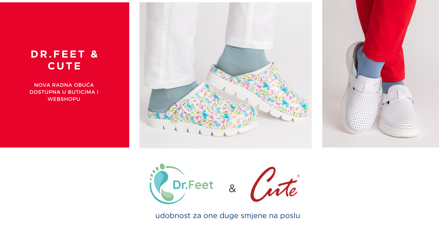 Dr. Feet clogs in white and floral designs – comfortable and anatomical work shoes available in Cute stores and webshop